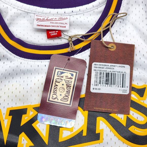 Magic Johnson LA Lakers Mitchell & Ness Swingman White Jersey XL - New $130 - Picture 3 of 7